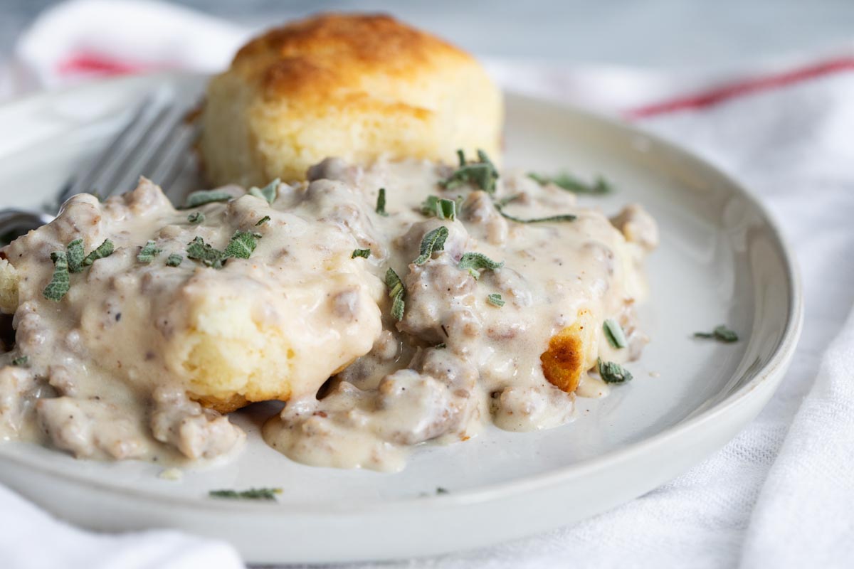 Buttermilk Biscuits & Sausage Gravy Recipe | Just Among Friends