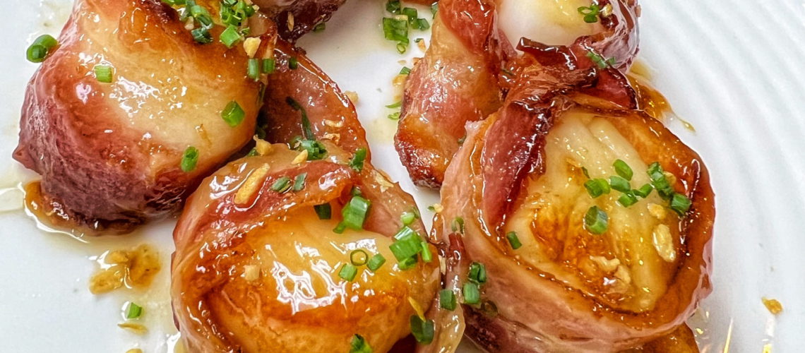 Bacon Wrapped Scallops with Maple Butter