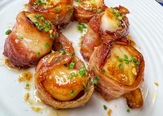 Bacon Wrapped Scallops with Maple Butter