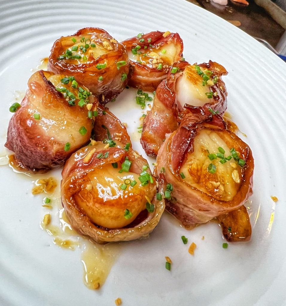 Bacon Wrapped Scallops with Maple Butter Recipe | Just Among Friends